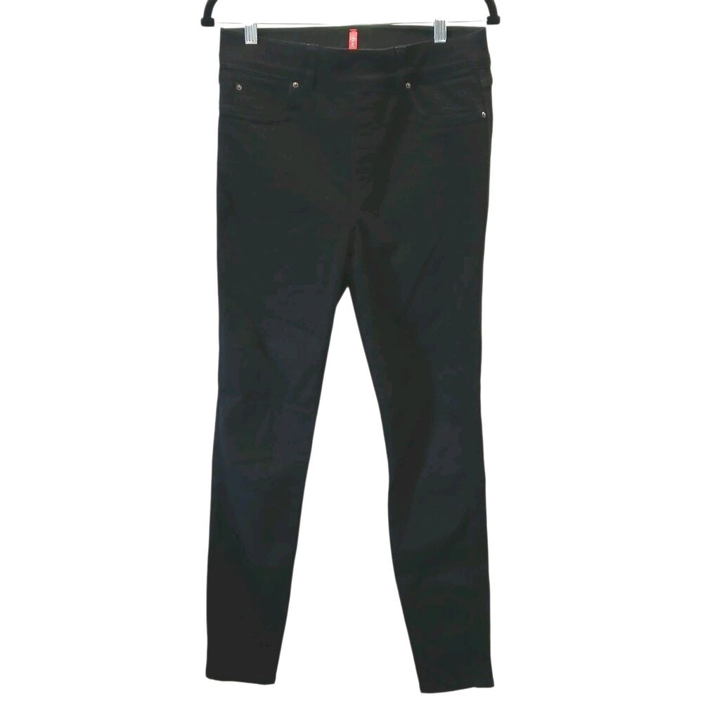 Spanx Size Medium Tall Long Black Leg Pull On Jeans Denim Pants Slimming Preppy